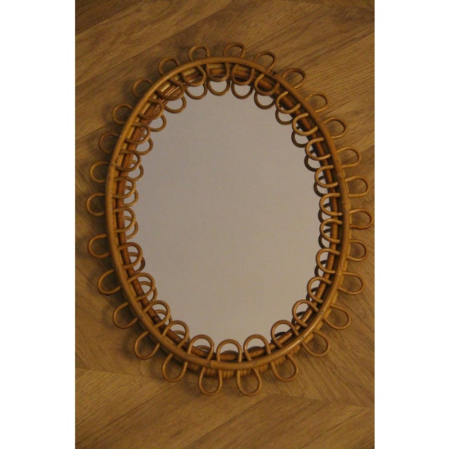 Wood Vintage Rattan and Bamboo Mirror, 1960s For Sale - Image 7 of 14