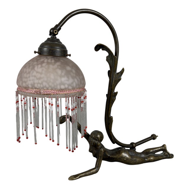 Antique Table Lamp in Pink Glass, 1900s For Sale