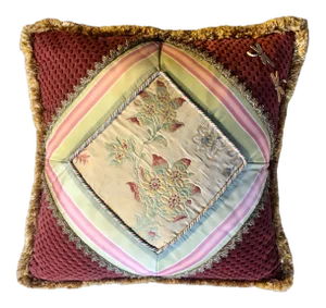 22" Down Vintage Asian Silk Pillow