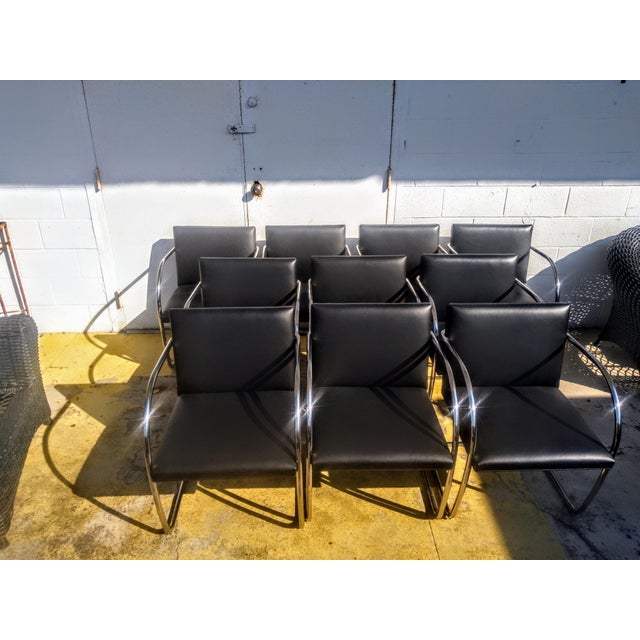 Mid-Century Modern Late 20th Century Knoll Brno Tubular Leather Armchair For Sale - Image 3 of 8