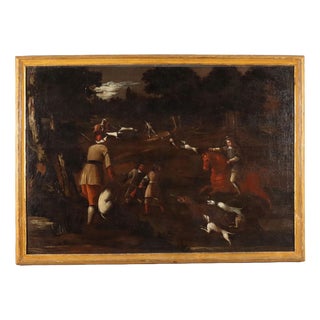 Hunting Scene, 1700s, Oil on Canvas, Framed For Sale