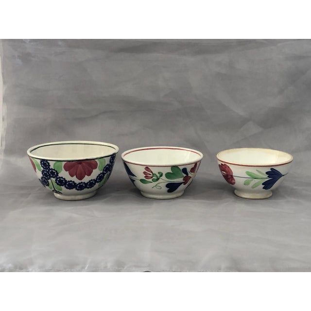 Staffordshire Antique Mismatched Chine Bowl- Set of 3 For Sale - Image 4 of 13