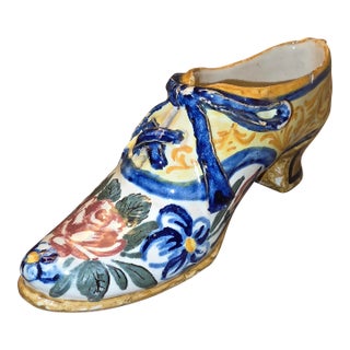 French Faience Tin Glazed Shoe For Sale