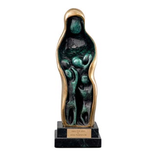 1980s "Shelter" Gena Tenenbaum Modernist Figurative Bronze Sculpture For Sale