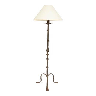 1960s Vintage Hammered Wrought Iron Floor Lamp For Sale
