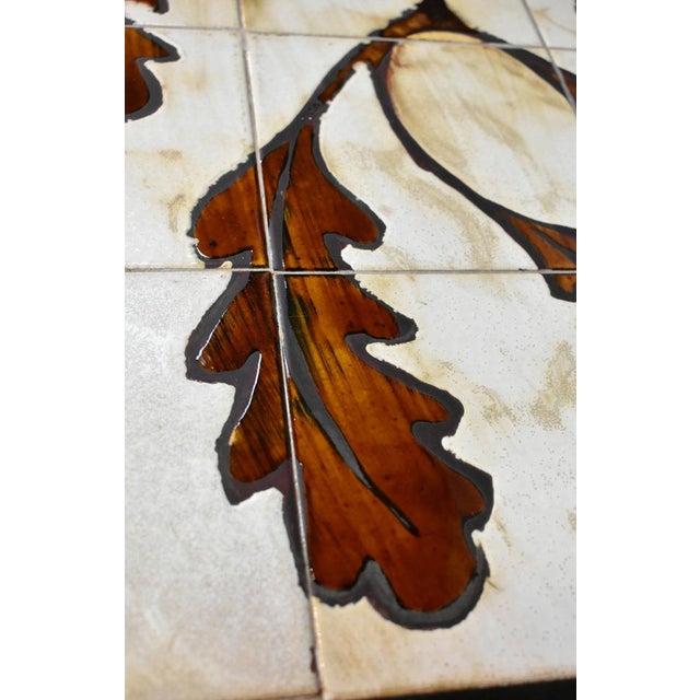 French Coffee Table with Tiled Signed Top, 1970s For Sale - Image 9 of 16