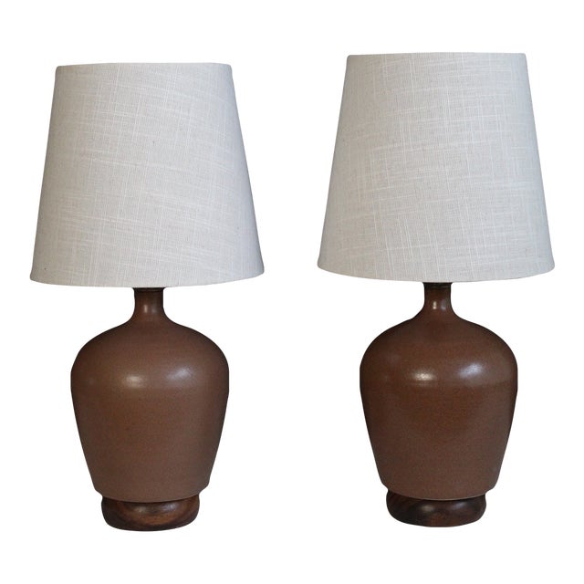 Mid 20th Century French Ceramic Lamps - a Pair For Sale