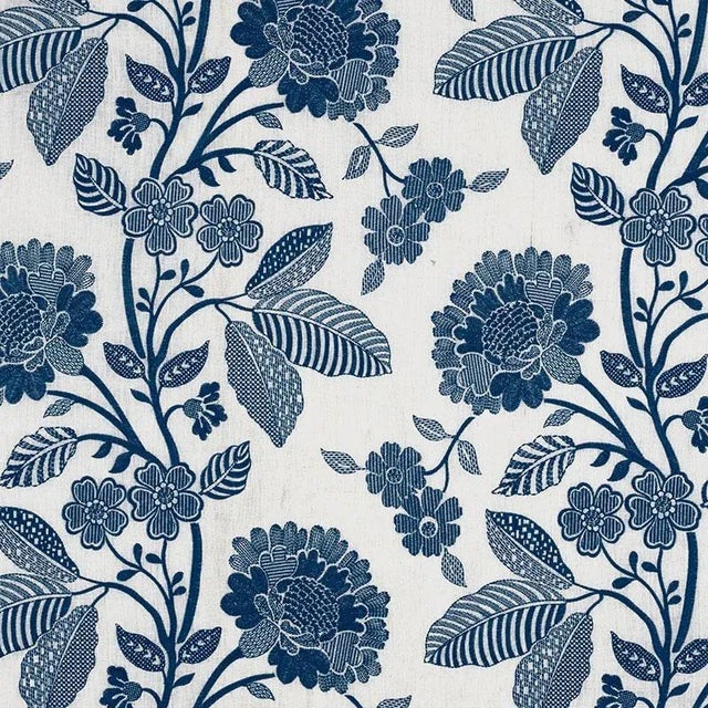 Sample - Schumacher Elspeth Fabric in Indigo For Sale