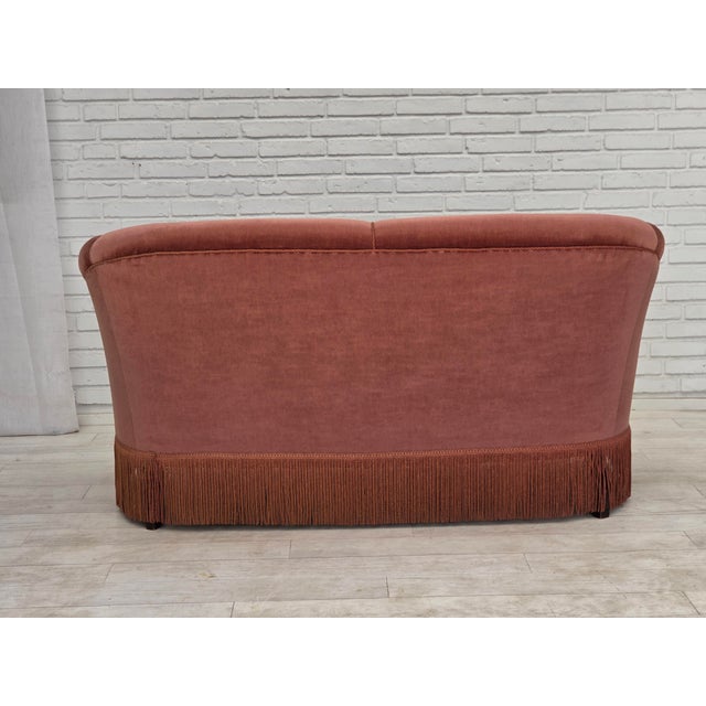 Danish 2-Seater Sofa in Pink Velour, 1960s For Sale - Image 9 of 18