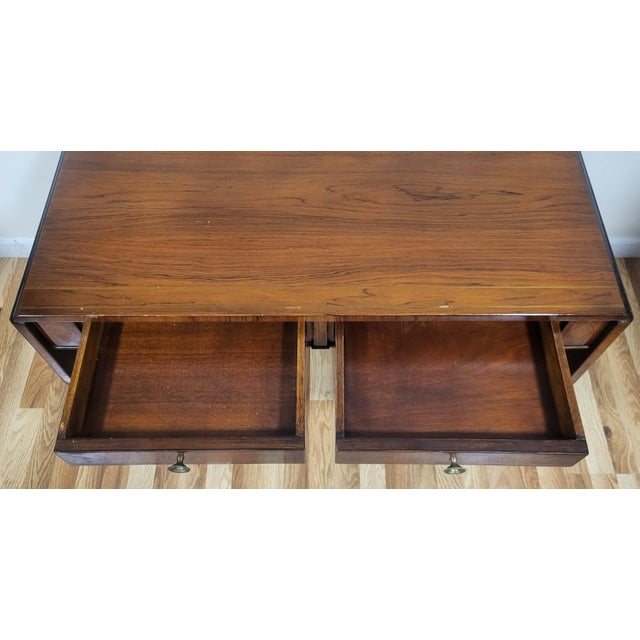 19th C English Regency Carved Brass Inlaid Rosewood Drop Leaf Sofa Table Desk For Sale - Image 14 of 18