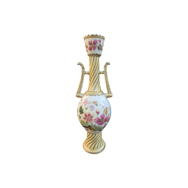 Antique Collectible Zsolnay Pécs Hungary Art Pottery Floral Vase – 14” Tall For Sale - Image 10 of 10