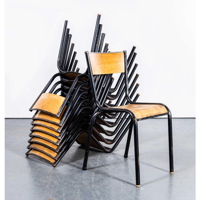 1960’s French Mullca Stacking Dining Chair 510 – Black Frame. - Set Of Four. One of our most favourite chairs, in 1947...