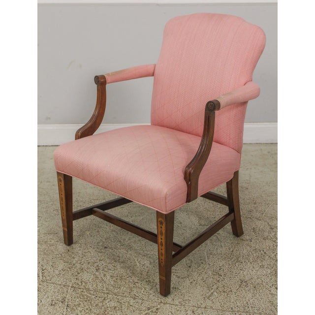 Southwood Inlaid Solid Mahogany Federal Upholstered Armchair For Sale - Image 13 of 13