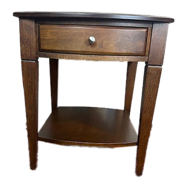 1960s Ethan Allen Single Drawers Cherry Wood Side Table For Sale