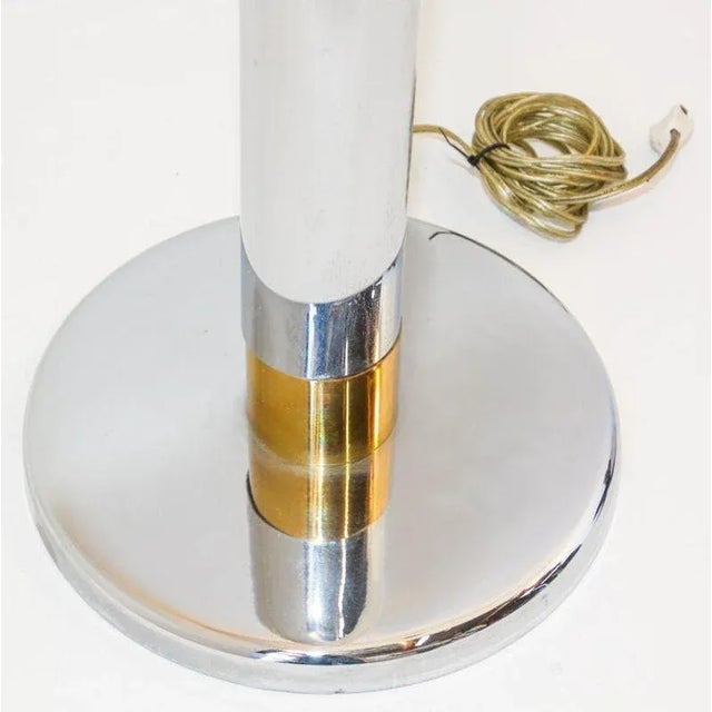 Metal Vintage 1970s Mid-Century Italian Bicolor Chrome and Brass Tall Floor Lamp For Sale - Image 7 of 12