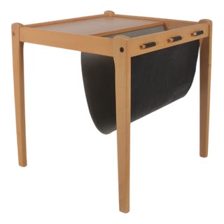Danish Side Table with Magazine Holder by S.P. Jensen for BRDR Furbo, 1960s For Sale