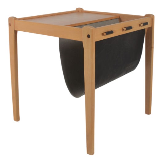 Danish Side Table with Magazine Holder by S.P. Jensen for BRDR Furbo, 1960s For Sale