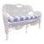 Henry Link Vintage White Wicker Outdoor Settee With Blue Stripe Cushion For Sale