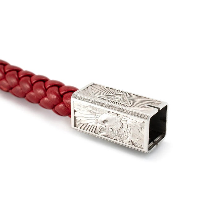 Early 21st Century Sword Limited Red Fiat Lux 18k White Gold Titanium Eagle Diamond Bracelet For Sale - Image 5 of 8