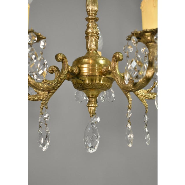 French Antique Gilt Brass and Cut Glass Chandelier, 1920s For Sale - Image 13 of 15