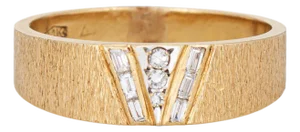 70s Vintage Diamond Band 14k Yellow Gold Sz 11 Ring Mixed Cuts v Design