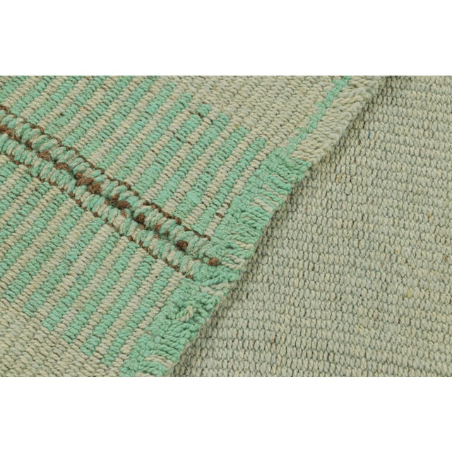 Textile Rug & Kilim’s Contemporary Kilim in Seafoam Textural Stripes For Sale - Image 7 of 7