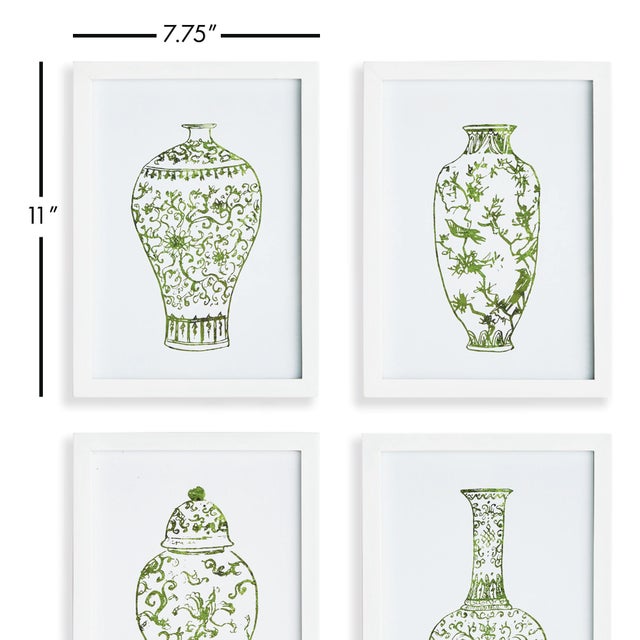 These darling little chinoiserie ginger jar prints in an unexpected green, are a versatile set. Perfect all tucked into a...