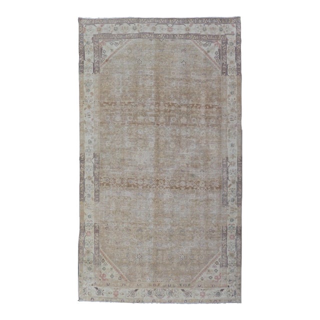 Persian Hamedan Vintage Gallery Rug With Sub-Geometric Design Earth Tones For Sale