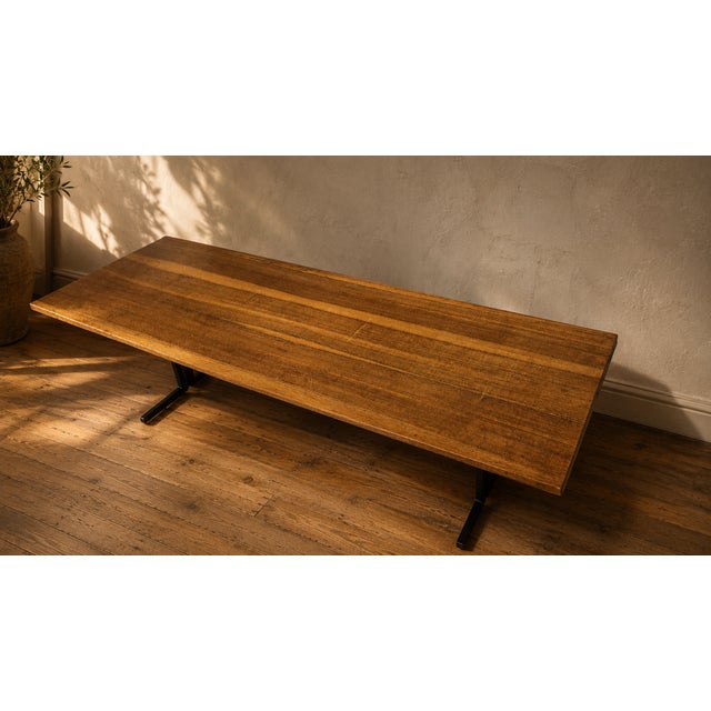 Vintage Rectangular Coffee Table with Wooden Top and Black Metal Base, 1960s For Sale - Image 4 of 11