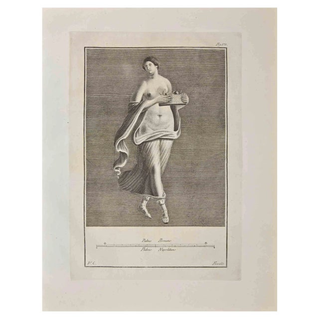 Vincenzo Campana, Ancient Roman Fresco Herculaneum, Etching, 18th Century For Sale