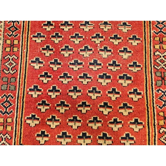 Vintage Turkish Village Area Rug, Hand-Knotted Wool, Red & Navy, 1950s, 3' x 5' For Sale - Image 13 of 15