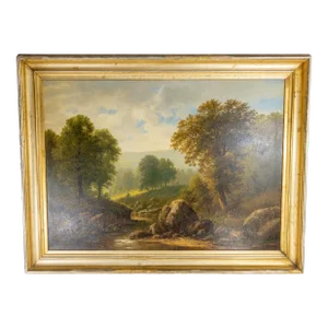 Large American 19th Century Landscape Painting by Herman Geyer