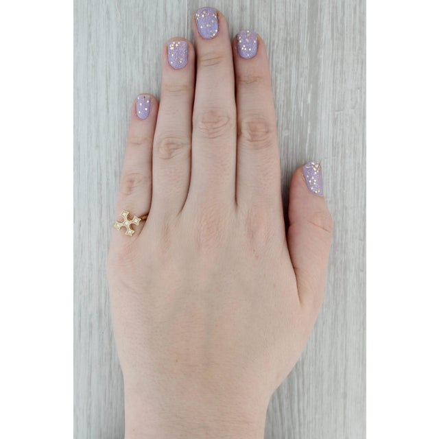 Gold New VS2 Diamond Cross Ring 14k Yellow Gold Size 6.5 For Sale - Image 8 of 8