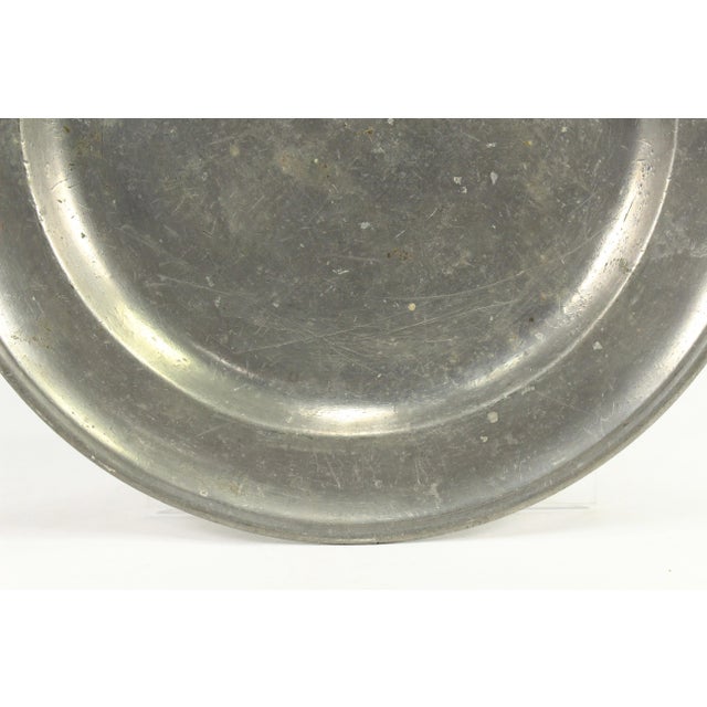 18th C. Georgian Large Pewter Plate Charger 11.75" Crowned Hallmarks For Sale - Image 4 of 8