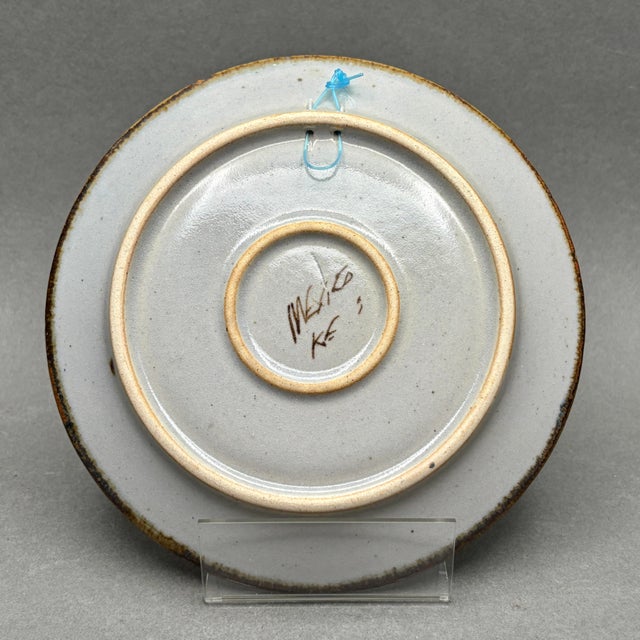 Folk Art Vintage Ken Edwards Tonala Mexico Blue Bird Hand-Painted Pottery Plate For Sale - Image 3 of 4