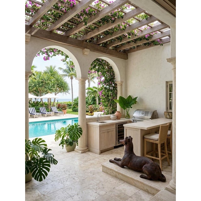 1990s Antique-Style Reclining Greyhound/Whippet Cast Iron Garden Statue For Sale - Image 12 of 12