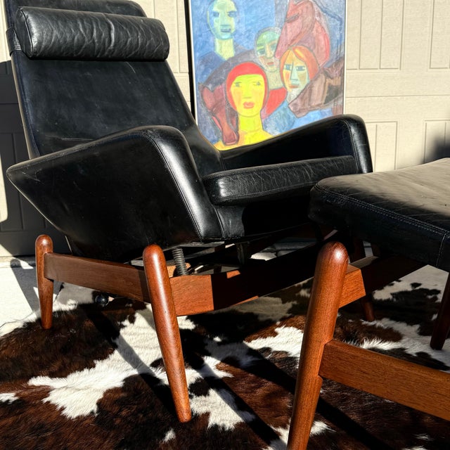 Mid-Century Modern Epic Danish Madsen and Schubell Lounge and Ottoman For Sale - Image 3 of 12