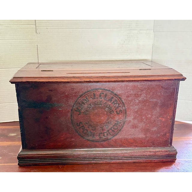 Early 1900s Clark's Oak Spool 3 Compartment Desk/Cabinet For Sale - Image 4 of 11