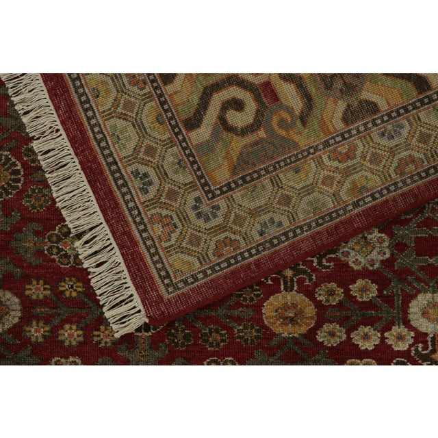 Textile Rug & Kilim’s Khotan Style Rug With Maroon and Gold With Floral Patterns For Sale - Image 7 of 8