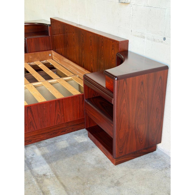 Skovby Queen Platform Bed Frame With Integrated Nightstands Rosewood Denmark 1970s For Sale - Image 11 of 15