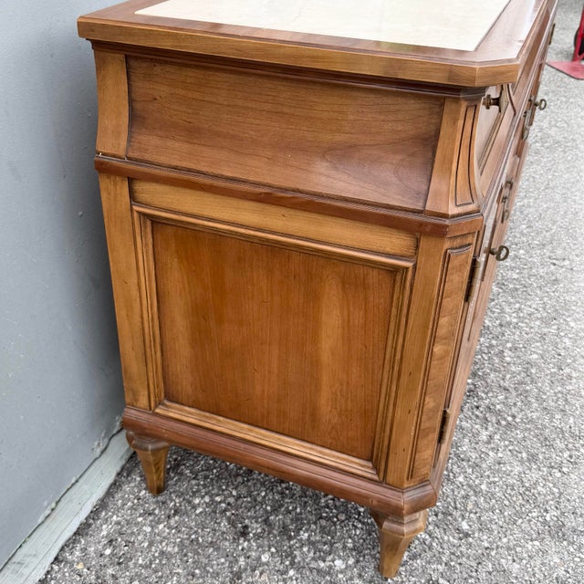 Wood Vintage Mid Century Marble Inlaid Credenza by Thomasville For Sale - Image 7 of 10