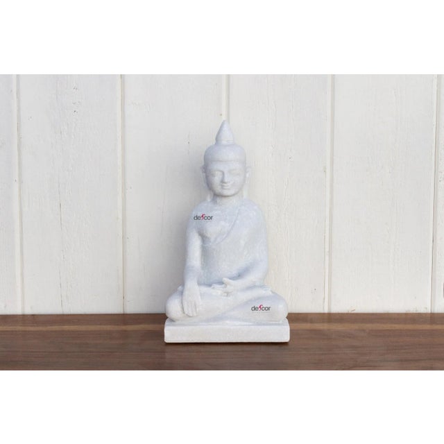 Contemporary Table Top Pure White Marble Buddha For Sale - Image 3 of 9