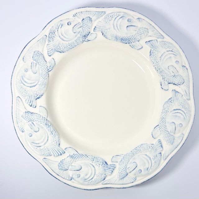 Contemporary Pottery Barn “Oceanside” 10 Large Ceramic Pasta Soup All Purpose Rim Bowls For Sale - Image 3 of 5