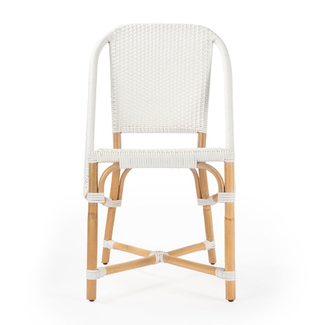 Tenor 18.5 in. Seat Height Rattan Side Dining Chair with Back, Smooth White For Sale In Chicago - Image 6 of 11