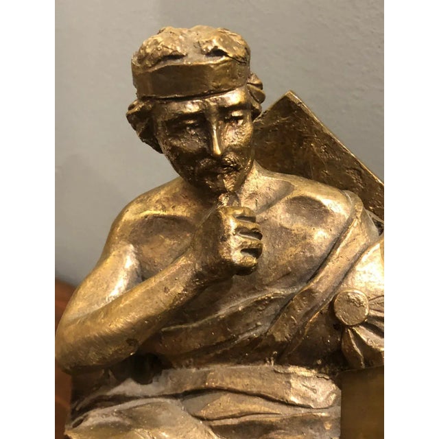 1940s 20th-Century Gilt Bronze Sculpture of a Meditating King, Italy, 1940s For Sale - Image 5 of 10