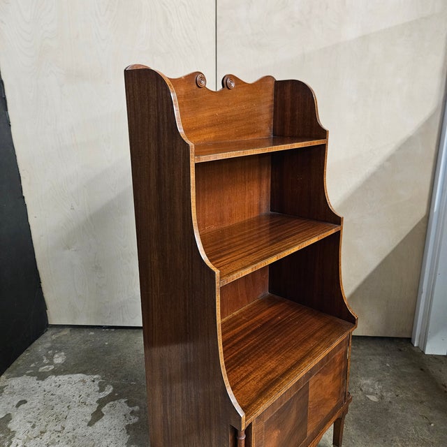 Brown 1900-1909 Edwardian Mahogany Waterfall Bookcase With a Cupboard Base on Castors For Sale - Image 8 of 15