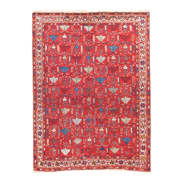 Antique Red Patterned Afshar Rug 5' X 6'5'' For Sale