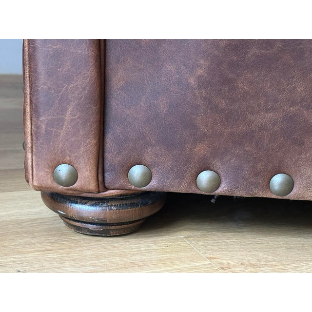 Brown Restoration Hardware Leather Buster Chair For Sale - Image 8 of 15