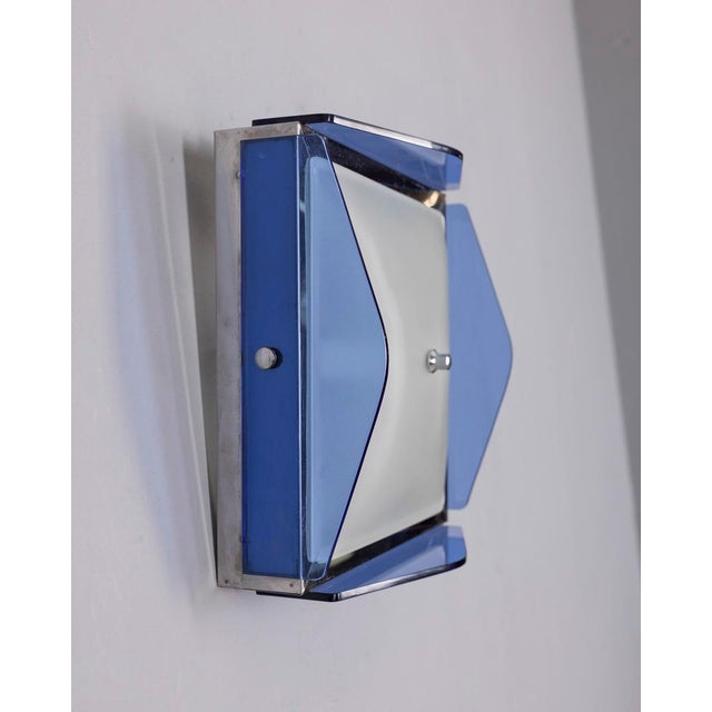 Vintage Italian Blue Glass Ceiling Lamp, 1970s For Sale - Image 4 of 12