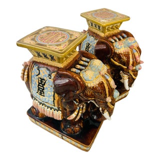 Vintage Elephant Garden Stools, a Pair For Sale